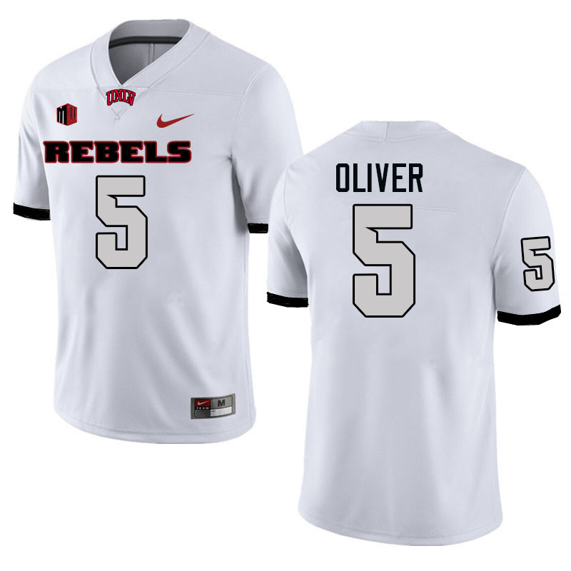 Men #5 Cameron Oliver UNLV Rebels College Football Jerseys Stitched-White